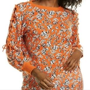 Alice + Olivia | Charlotte Floral Lace-Up Sweatshirt (M)